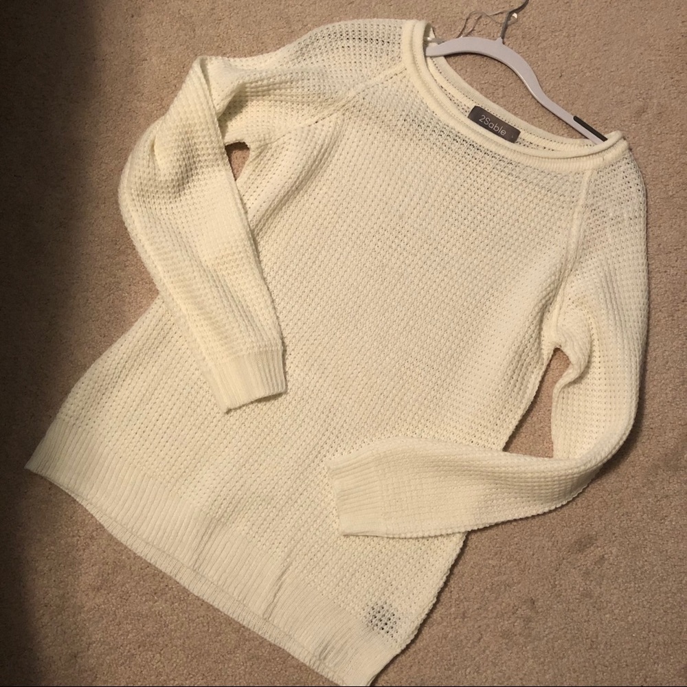 Dottie Couture 2Sable Cream Waffle Weave Sweater